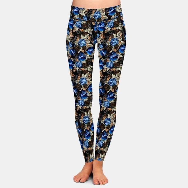 Ladies Beautiful Flowers Printed High Waist Leggings