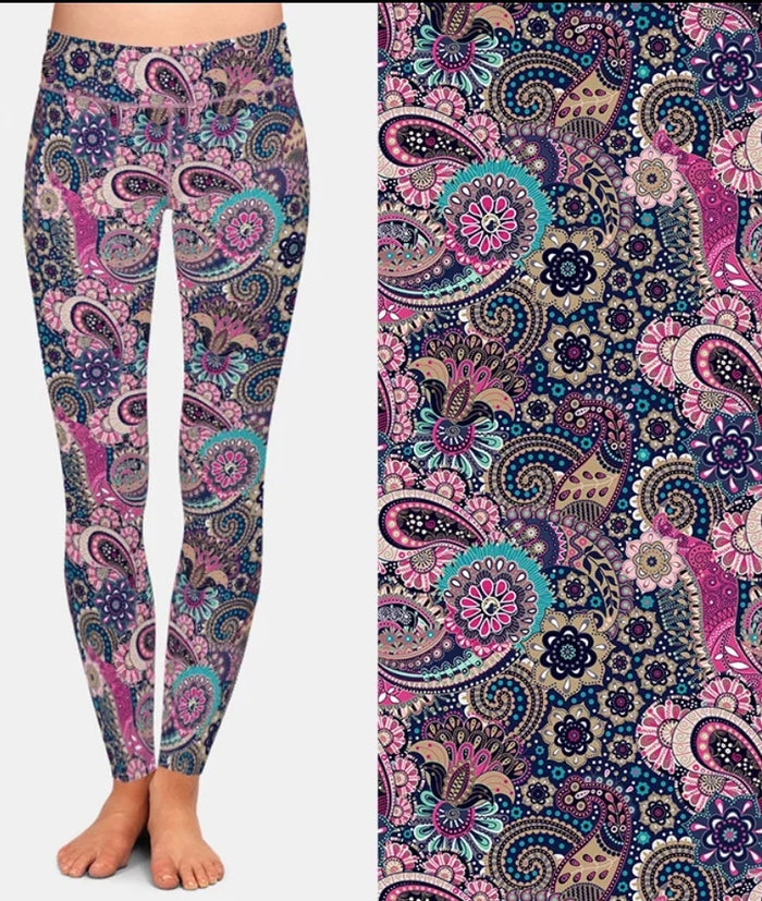 Ladies Beautiful Pastel Paisley Printed Leggings