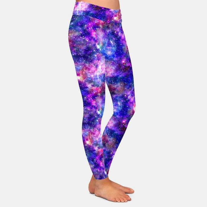 Ladies Beautiful Purple Galaxy Digital Printed Leggings