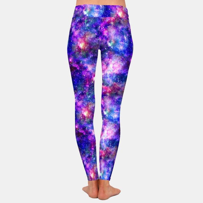Ladies Beautiful Purple Galaxy Digital Printed Leggings