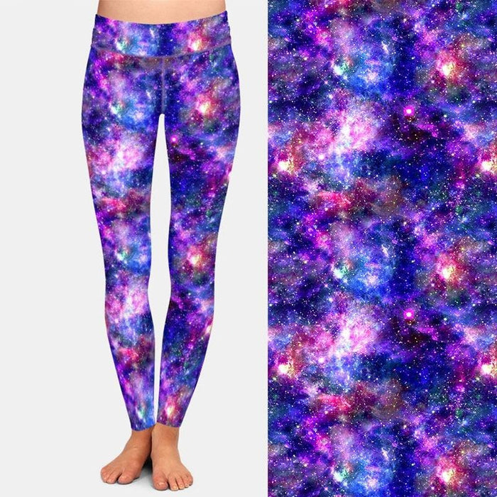 Ladies Beautiful Purple Galaxy Digital Printed Leggings