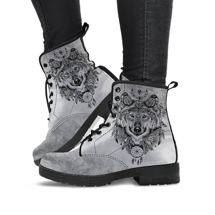 Ladies Beautiful Wolf & Tree Fashion Printed Boots