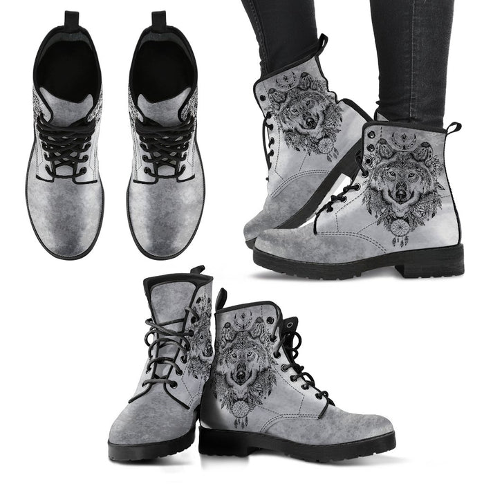 Ladies Beautiful Wolf & Tree Fashion Printed Boots