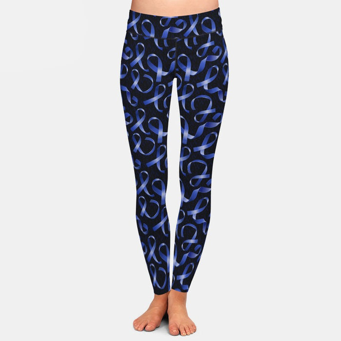 Ladies Blue Ribbon Printed Soft Brushed Leggings