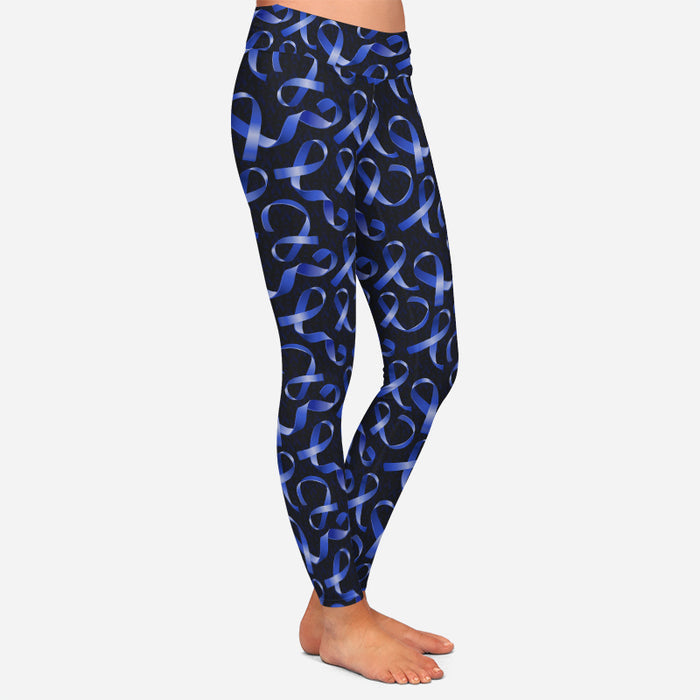 Ladies Blue Ribbon Printed Soft Brushed Leggings