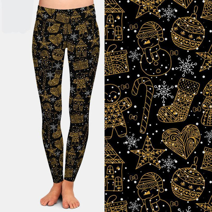 Ladies Christmas 3D Gingerbread Printed Leggings