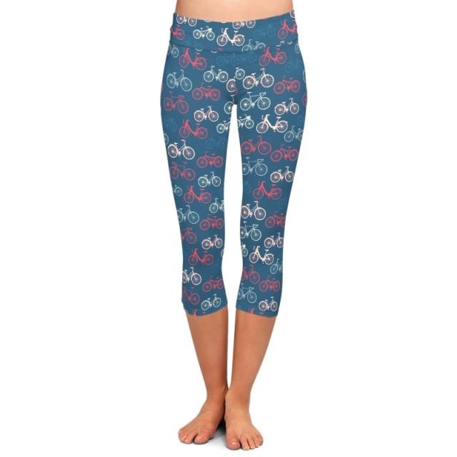 Ladies Colourful Bicycles Printed Capri Leggings