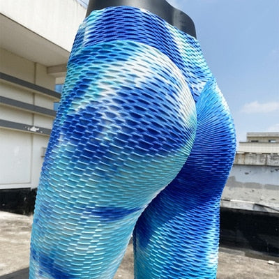 Ladies Colourful Tie-Dye Push Up Fitness Leggings & Shorts