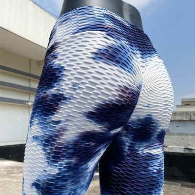 Ladies Colourful Tie-Dye Push Up Fitness Leggings & Shorts