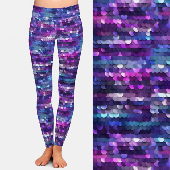 Ladies Cool Fish Scales Digital Printed Leggings
