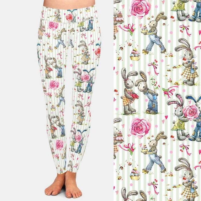 Ladies Cute Bunnies Printed Leggings