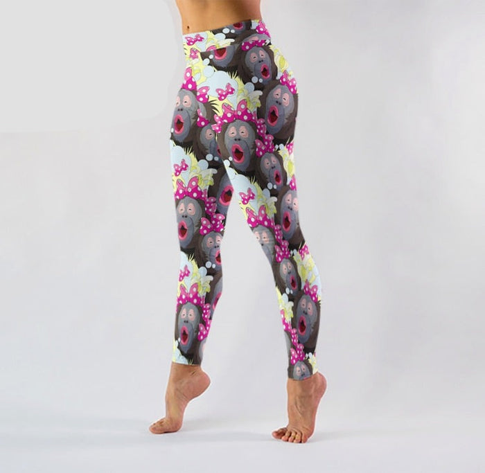 Ladies Cute Gorilla Printed Milk Silk Leggings