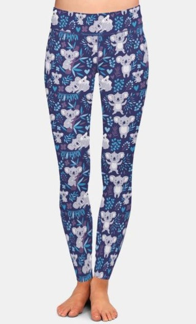 Ladies Cute Koala Printed Soft Comfortable Leggings