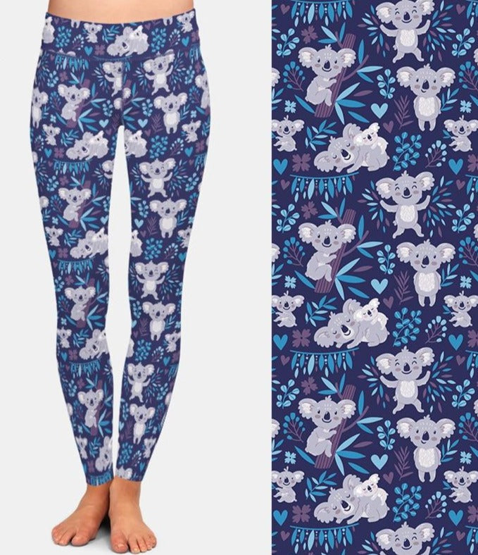 Ladies Cute Koala Printed Soft Comfortable Leggings