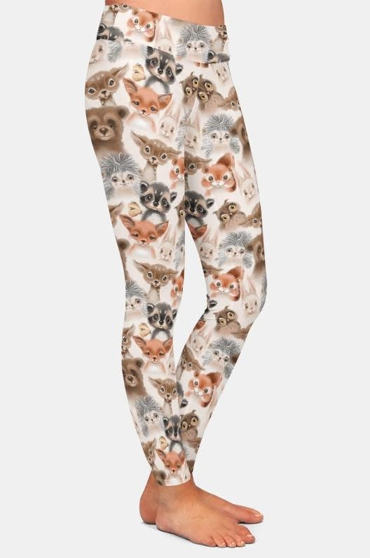 Ladies Cute Woodland Animals Printed Leggings