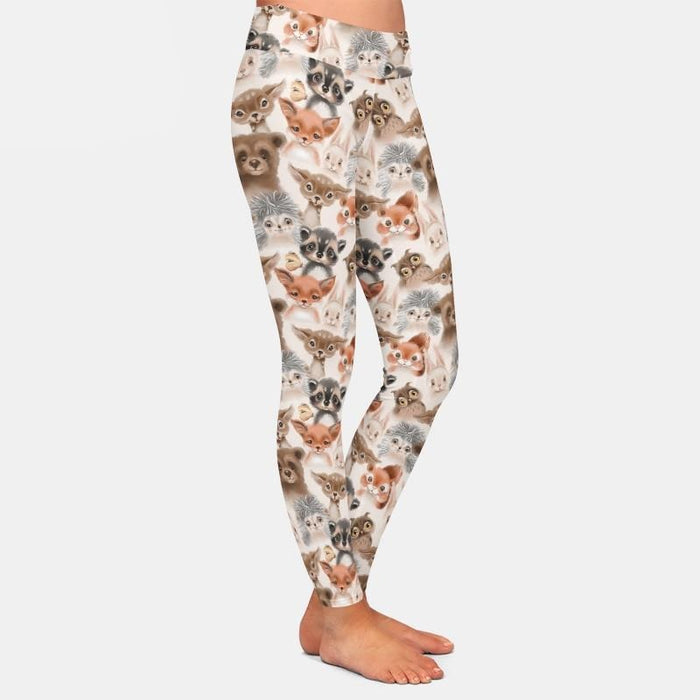Ladies Cute Woodland Animals Printed Leggings