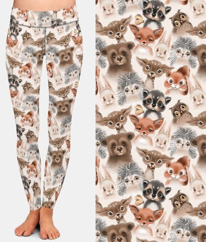 Ladies Cute Woodland Animals Printed Leggings