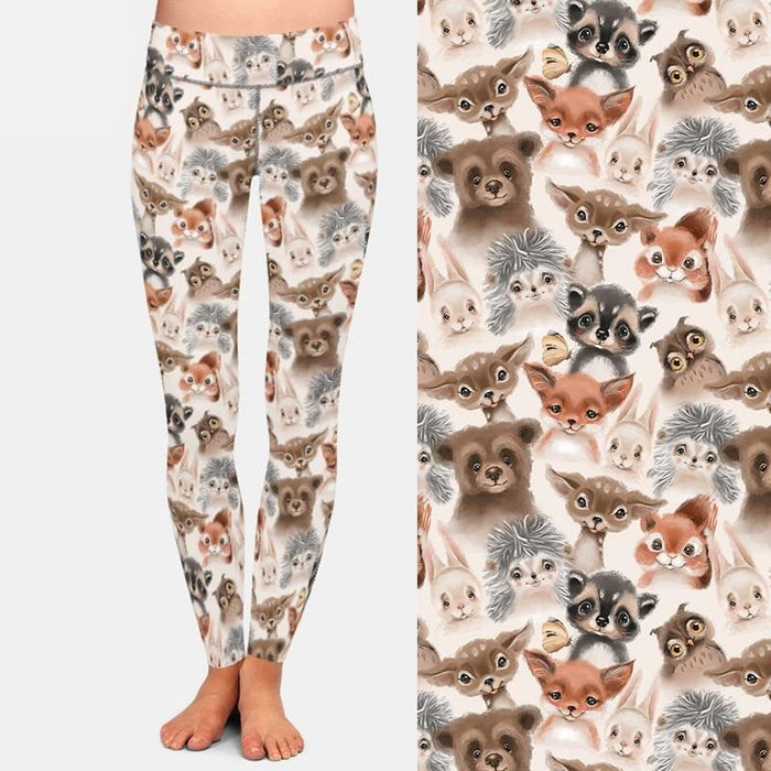 Ladies Cute Woodland Animals Printed Leggings