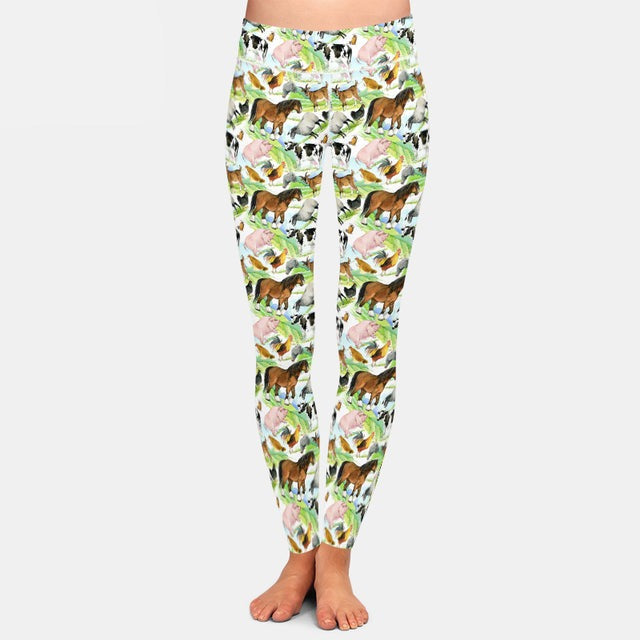 Ladies Farm & Wild Animal Printed Fashion Soft Leggings