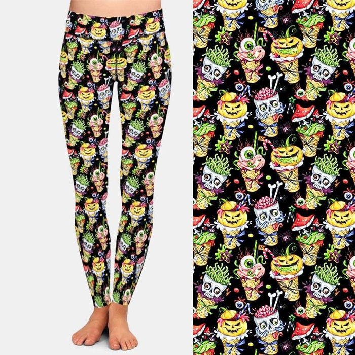 Ladies Fashion 3D Crazy Cartoon Halloween Printed Leggings