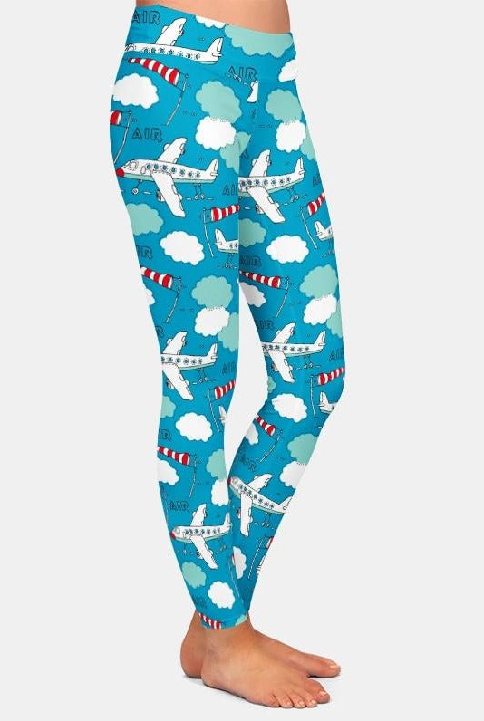 Ladies Fashion 3D Planes Printed Leggings
