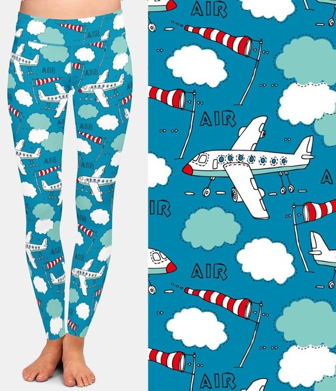 Ladies Fashion 3D Planes Printed Leggings