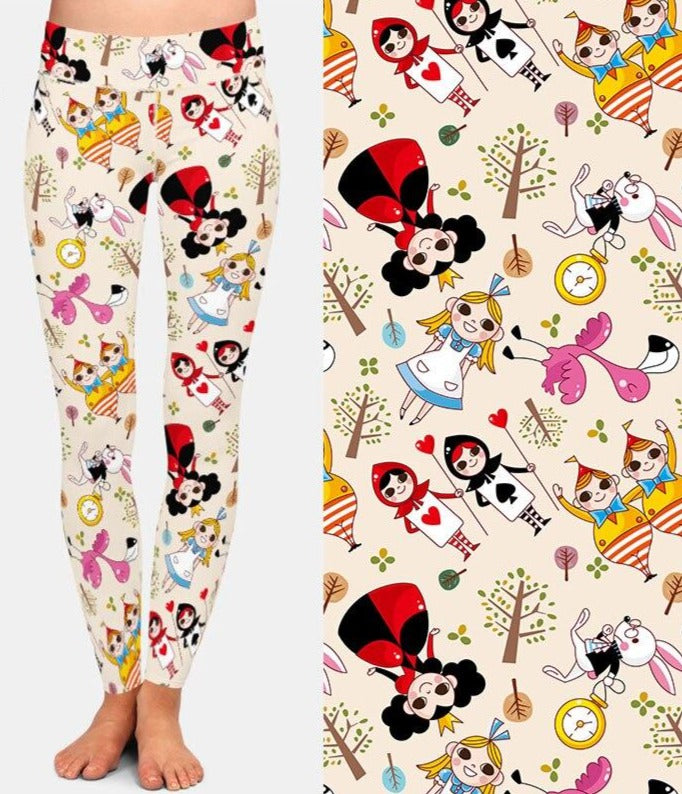 Ladies Fashion 3D Printed Cartoon Alice Leggings