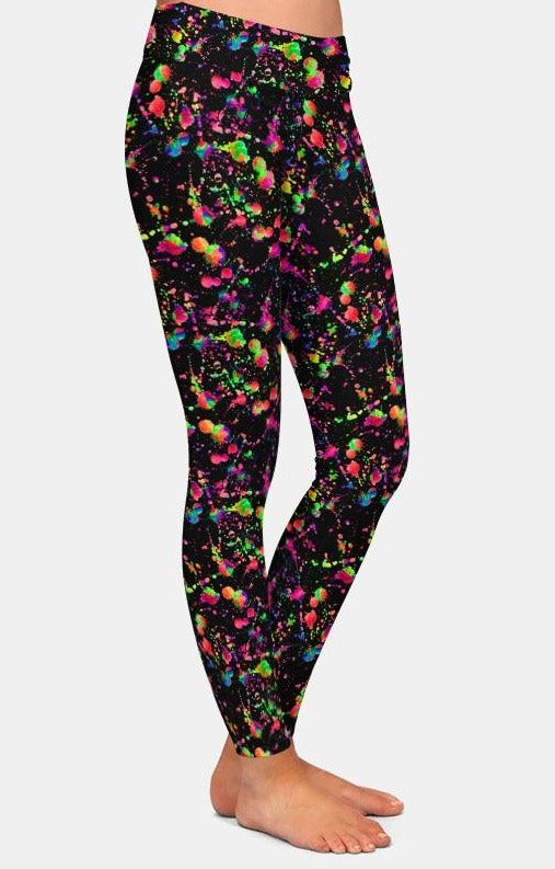 Ladies Fashion 3D Watercolour Splatter Pattern Leggings