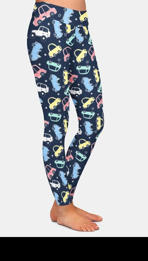 Ladies Fashion Cars Printed Leggings