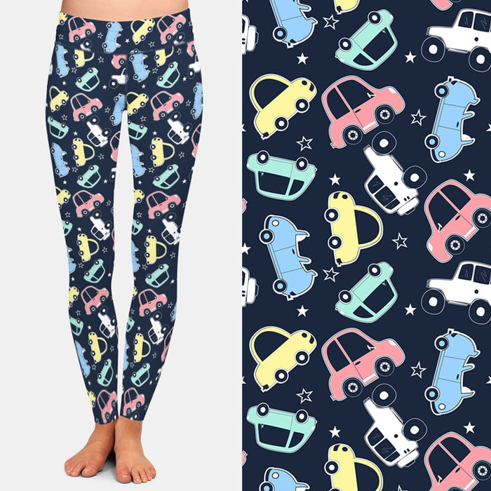 Ladies Fashion Cars Printed Leggings