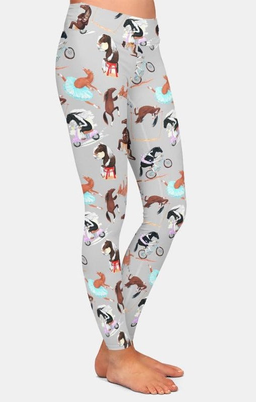 Ladies Fashion Cartoon Funny Horses Printed Leggings