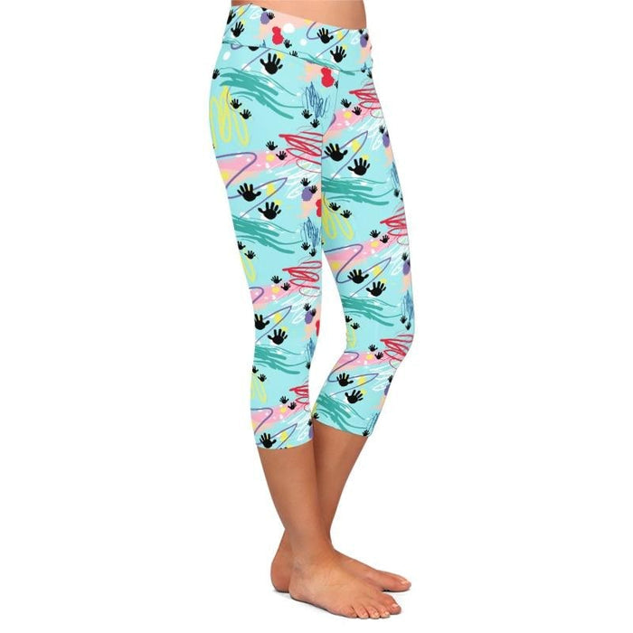 Ladies Fashion Graffiti Printed Capri Leggings