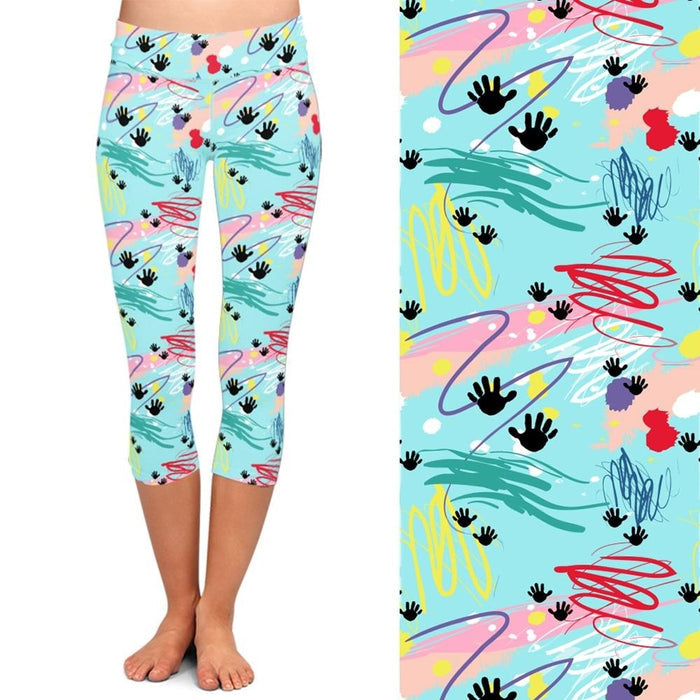 Ladies Fashion Graffiti Printed Capri Leggings