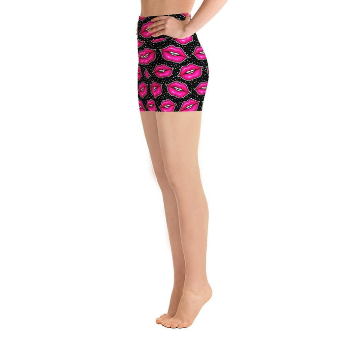 Ladies Fashion Sexy Hot Pink Lips Printed Shorts