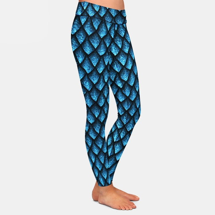 Ladies Fish Scales Patterned Brushed Leggings