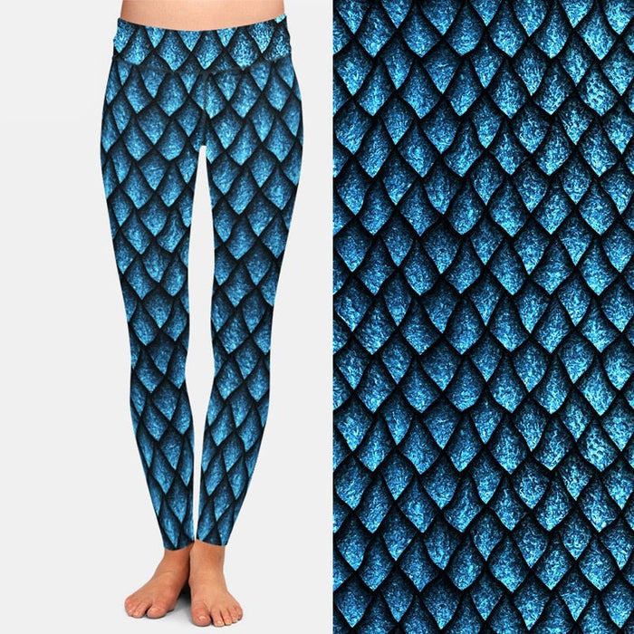 Ladies Fish Scales Patterned Brushed Leggings