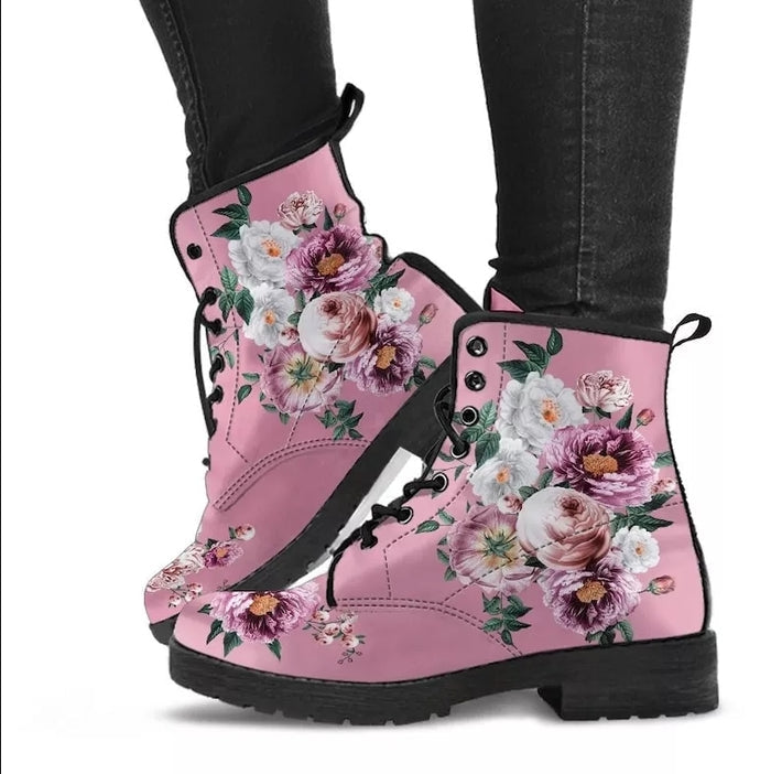Ladies Floral Styles Fashion Lace-Up Boots