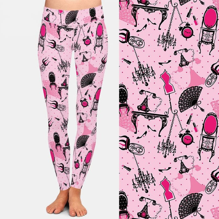 Ladies Girls & Hearts & Clothing Printed Leggings