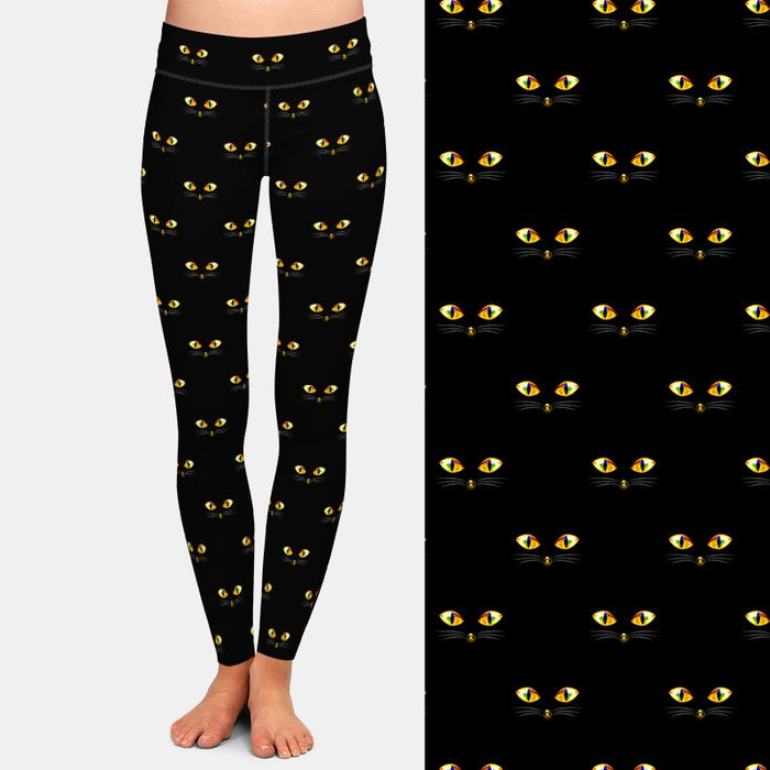Ladies Golden Cats Eyes Digital Printed Leggings