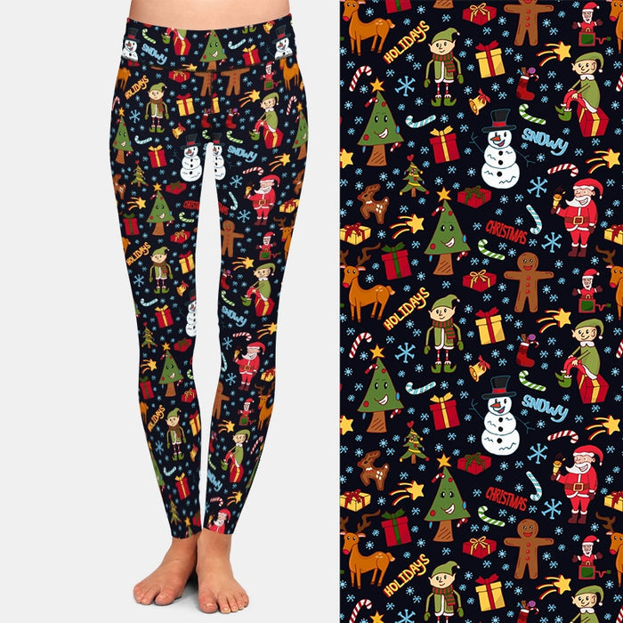 Ladies Gorgeous 3D Christmas Printed Brushed Leggings