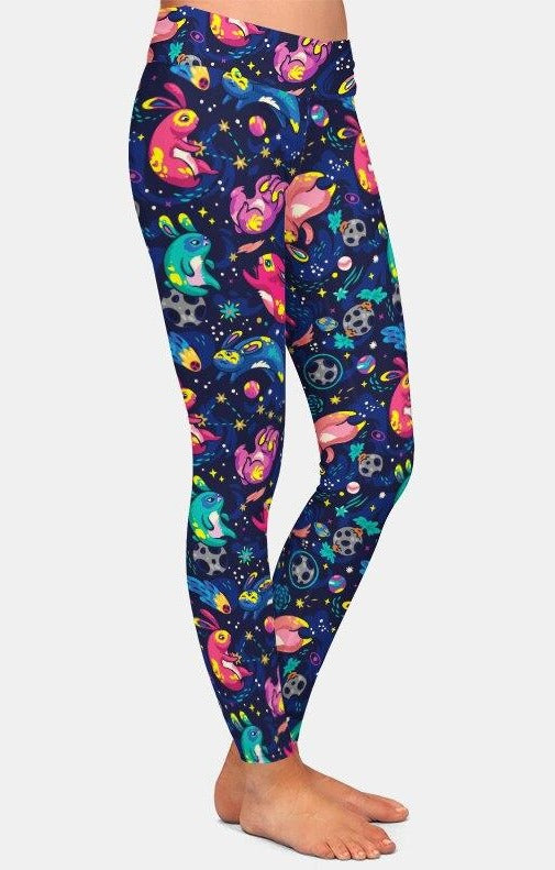 Ladies Gorgeous Space Bunnies Soft Printed Leggings