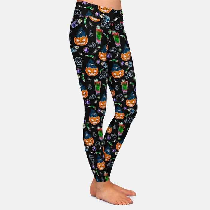 Ladies Halloween Pumpkins & Magic Potions Printed Leggings