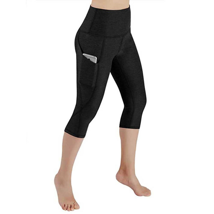 Ladies High Waist Yoga Capri Pants with Pocket