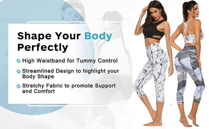 Ladies High Waist Yoga Capri Pants with Pocket
