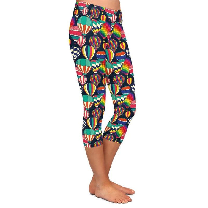 Ladies Hot Air Balloons Printed Capri Leggings