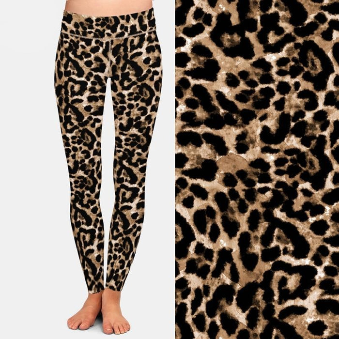 Ladies Leopard Grain Printed Leggings