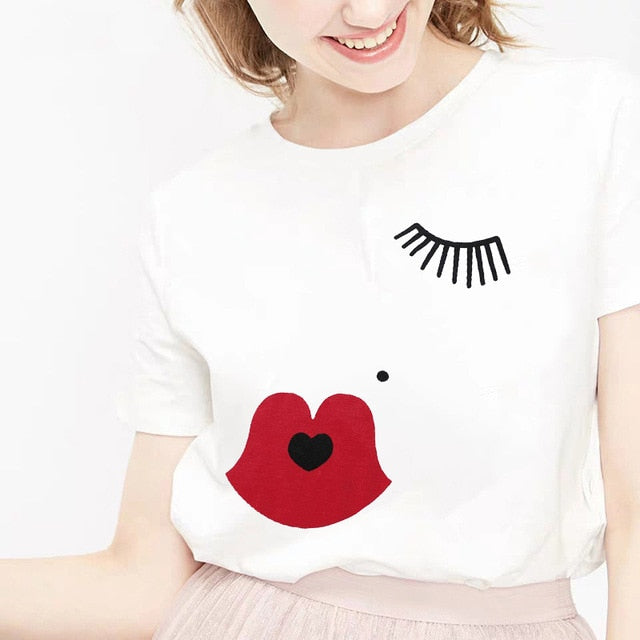 Ladies Love Of Lipstick Printed T-shirt
