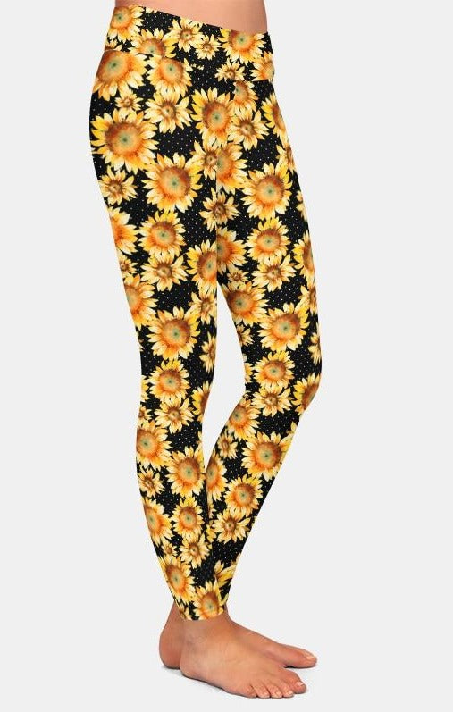 Ladies Lovely 3D Sunflowers Printed Leggings