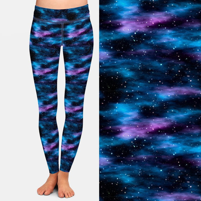 Ladies Milk Silk Beautiful Midnight Galaxy Printed Leggings