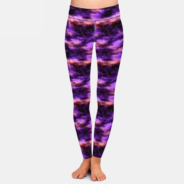 Ladies Milk Silk Beautiful Midnight Galaxy Printed Leggings